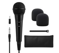 Bowens Micrófono dinámico con cable, micrófono vocal con cable de 15 pies y adaptador de 1/4 pulgadas a 3.5 mm, micrófono cardioide de karaoke para cantar, DJ, sistema PA, podcasting, micrófono para