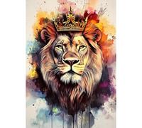 BOWETILE El Rey León 5D DIY Diamond Painting Kit Completo, León Pintura de Diamante, Animal Kit de Pintura de Diamante Para Adultos, Decoración de Pared 30x40 cm