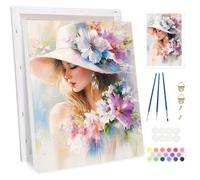 BOWETILE Niña y Flores Pintar por Números para Adultos, Kit de DIY paesaggio Pittura per Numeri per Adulti Principianti, Pittura a Olio con Colori Acrilici per Decorazione Pareti Casa 30x40cm