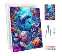 Bowetile Pueblo y Cabaña Marco Pintar por Números para Adultos, Kit de Invierno Paisaje Pintura por Números para Principiante, Kit Dibujo con Pigmentos Acrílicos para Decoración del Hogar 20x30cm