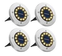 Bowfar 4 Paquetes Luces Solares LED Exterior Jardin Suelo, Lamparas Solares Suelo Camino con 12 LED, Blanco Cálido IP65 Impermeable Luz Solar Exterior Jardin para Césped, Entradas, Patios, Terraza