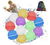 Bowfar Bombas de agua reutilizables, 12 unidades de globos de agua reutilizables con cierre automático, juguetes magnéticos para el verano al aire libre para niños y adultos