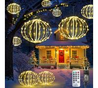 Bowfar Cadena de Luces Exterior, 30CM 2 Bolas Grandes, Bola de Navidad Colgantes con Mando a Distancia, Temporizador, Luces de Hadas Decoración para Jardín, Boda, Fiesta, Navideña, Blanco Cálido