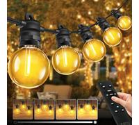 Bowfar Cadena de luces para exteriores, 10 m, G40, para balcón, exterior, con 17 + 2 unidades, IP68, resistente al agua, regulable, con mando a distancia, para jardín, terraza, fiesta, boda