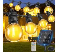 Bowfar Cadena de luces solares para exteriores, 15 m, 25 + 2 G40, con mando a distancia, IP68, resistente a la intemperie, 8 modos, iluminación de jardín, balcón, terraza, fiesta, decoración al aire