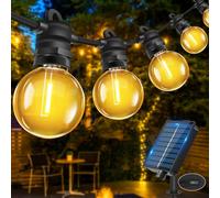 Bowfar Cadena de luces solares para exteriores, 6 m, 10 + 1 G40, con mando a distancia, IP68, resistente a la intemperie, 8 modos, iluminación de jardín, balcón, terraza, decoración exterior