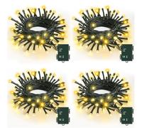 Bowfar Guirnalda de luces de Navidad con pilas, 50 luces LED de 5 m, color blanco cálido, funciona con pilas, con temporizador, luces de árbol de Navidad para jardín, interiores y exteriores (paquete