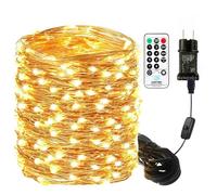 Bowfar - Guirnalda luminosa de 10 m, 100 LED, color blanco cálido y cobre, guirnalda luminosa con toma impermeable, IP65, para decoración interior, exterior, dormitorio, jardín, Navidad, cumpleaños,