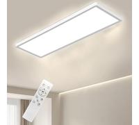 Bowfar - Lámpara de techo LED rectangular con mando a distancia, intensidad 3000K-6500K, luz de techo LED ultra plana de 24 W con retroiluminación para salón, dormitorio, baño, 58 x 20 x 2,5 cm, color