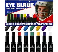 Bowitzki Eye Black Stick 8 Colors Water Resistant Under Sports Face Paint Body Markers Makeup Athletes Softball Stuff Lacrosse Baseball Football Game Accessories Gift Eyeblack Painting Kit