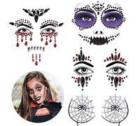 Bowitzki Face Jewels Pegatinas de diamantes de imitación de Halloween, autoadhesivas, para maquillaje, gemas faciales, para decoración de accesorios de festivales (D)