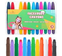 Bowitzki Kit de pintura facial de 12 colores, rotulador de cara con base de agua temporal, para niños, maquillaje corporal, pintura para adultos, con caja