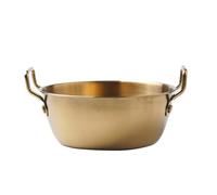 Bowl de acero inoxidable para ensaladas - Cuenco de ensalada dorada, cuenco de fruta grande | Cuenco de sopa con doble oído, cuenco de mezcla de fideos ramen, cuenco para mezclar ensaladas, aperitivos