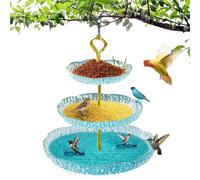 Bowl de baño de pájaro, 3-Tier Garden Outdoor Tray Birdbath, S-Shaped Hook Wildlife Alimentador Plate, Food & Water Bowl for Patio, Garden, Backyard, 9,45 x 17,72 pulgadas