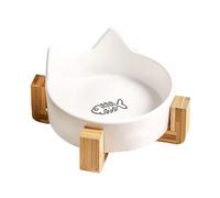 Bowl de ceramic Cat Bowls, Wooden Stand Bowl, Stylish Feeding Dish, Cute Cat Ear Bowl, Anti-Slip Cat Bowl, Elevated Cat Bowls, Anti-Fall Pet Bowls, Spill-Proof Pet Bowl for Indoor Pets