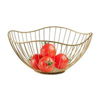 Bowl Fruit - Canasta de mesa de 12 pulgadas | Diseño de alambre de hierro: pieza central de la hoja de loto con artesanía resistente para la decoración del comedor perfecto para exhibir bocadillos de