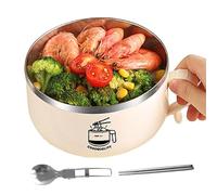Bowl Set - 304 Sopa de pasta Pho con forro interior Ensalada de mezcla | Cucharas de palillos | Cucharas a juego, cuencos de cerámica profundos, microondas seguro, ideal para cocina asiática