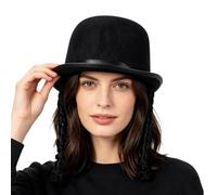 Bowler Hat - Party Black Derby Felt Costume Dress Up with Braids