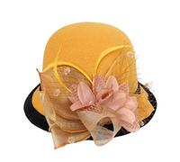 Bowler Hats for Women Feather Flower Wide Brim Felt Cloche Hat Vintage Elegant Adults Suede Wool Fedora Church Hat for Wedding Party Festival