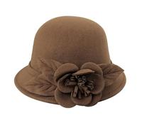 Bowler Hats for Women Flower Wide Brim Felt Cloche Hat Vintage Elegant Suede Wool Fedora Hat Ladies Party Dressy Church Cap for Wedding Party Festival