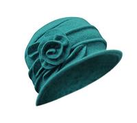 Bowler Hats for Women Flower Wooly Felt Cloche Church Hat Vintage Elegant Ladies Suede Wool Bucket Fedora Hat for Wedding Party Festival