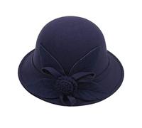 Bowler Hats for Women Wide Brim Felt Cloche Church Hat Vintage Elegant Adult Flower Suede Wool Fedora Hat for Wedding Party Festival