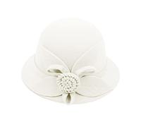 Bowler Hats for Women Wide Brim Felt Cloche Church Hat Vintage Elegant Adult Flower Suede Wool Fedora Hat for Wedding Party Festival