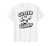 Bowling League Gutter Glory Retro Bowler Camiseta gráfica económica, Hombre, Blanco, L