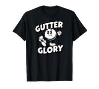 Bowling League Gutter Glory Retro Bowler Camiseta gráfica económica, Hombre, Negro, XL