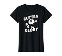 Bowling League Gutter Glory Retro Bowler Camiseta gráfica económica, Mujer, Negro, L