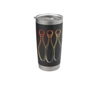 Bowling Sketch Retro Look Target Sport Vaso térmico de acero inoxidable de doble pared