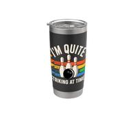 Bowling Sport Bowler Pins and Balls Graphic Design Vaso térmico de acero inoxidable de doble pared