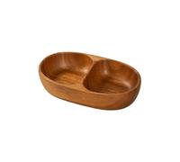Bowls de bocadillos para niños - tazones para adultos para servicio de comida | Contenedor de compartimentos dobles de madera con acabado suave, pequeño soporte de ensalada de frutas de dulces de cere