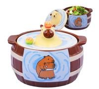 Bowls Genérico Ramen Bowls - Cartoon Capybara Noodles Bowl | Pasta Soup Large Bowls with Lids | Porcelain Soup Bowl Traditional Asian Serving Bowl for Udon Pho Pasta Ensalad