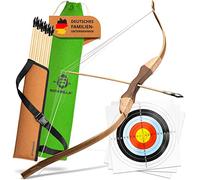 BOWRILLA® Arco y flecha para niños | 10 flechas con punta de goma, carcaj y 3 dianas | Juego de tiro con arco incluye bolsa de almacenamiento | Arco infantil adecuado para diestros y zurdos