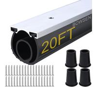 BOWSEN Junta U+O de alta resistencia universal para puerta de garaje, burlete de goma con kit de retención de riel de aluminio, negro (20 pies, 1-5/8 pulgadas de ancho)
