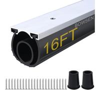 BOWSEN Junta U+O de alta resistencia universal para puerta de garaje, burlete de goma con kit de retención de riel de aluminio, negro (16 pies, 1-5/8 pulgadas de ancho)