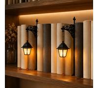 BOWTONG Linterna de biblioteca, iluminación decorativa para estanterías, luces de estante de libros de lectura para gusanos de libros, lámpara LED antigua para rincón de libros, adorno para estudio