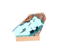 BOWTONG Luces nocturnas LED de resina para surf en el océano, tiburón ballena y buzos, lámpara de noche de resina epoxi, lámpara de diorama con temática oceánica para oficina en casa