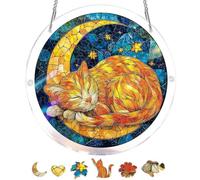 BOWTONG Rompecabezas de acrílico, atrapasueños de gatos, decoración del hogar y el jardín, regalos de bricolaje para mamá, acrílico creativo