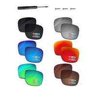 Bowyer 6 pares de lentes de repuesto polarizados, destornillador T4 y tornillo T4 para gafas de sol Oakley TwoFace OO9189, negro + espejo de titanio + espejo azul surf + espejo rojo fuego + espejo