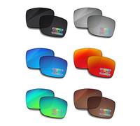 Bowyer 6 pares de lentes polarizados de repuesto para gafas de sol Oakley Gascan OO9014, negro + espejo de titanio + espejo azul surf + espejo rojo fuego + espejo verde jade + marrón