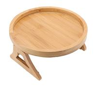 BowyTrading Bandeja para sofá de bambú con Textura de Madera, Mesa Bandeja con reposabrazos de Clip para sofá, Bandeja Redonda de bambú para café, té y Aperitivos, diseño Que Ahorra Espacio