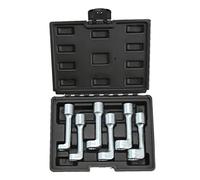 BowyTrading Juego de 6 llaves de tubo tipo L inyector, inyector de combustible de acero con caja de herramientas, herramienta de reparación de coche