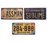 bowzwowz Cartel de metal de metal rural vintage de Nueva York California Maine, placas de matrícula retro en relieve en 3D, decoración de pared para garaje