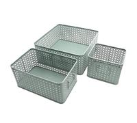 Box and beyond Almacenamiento Cajas - Color Verde Salvia - Juego de 3 cestas de almacenamiento con asas - Para Cocina, Oficina, Salón, Dormitorio