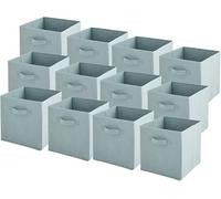 Box and beyond - Juego de 12 cestas de almacenamiento - 31 x 31 x 31 cm - Tejido verde plegable con asas - Almacenamiento, decoración - Dormitorio, Salón, Oficina - Estilo moderno