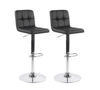 Box and beyond - Juego de 2 sillas de bar negras acolchadas - Taburete giratorio - Altura ajustable - con respaldo - piel sintética negra - Taburete alto - Cocina