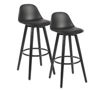 Box and beyond - Juego de 2 taburetes de bar en color negro, silla alta para bar, silla de cocina, altura 91 cm, taburete negro con reposapiés, color oscuro