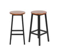 Box and beyond - Juego de 2 taburetes de bar sin respaldo - Altura 65 x 32 cm - Taburete negro y madera oscura - Reposapiés - Cocina, Bar, Comedor - Asiento alto